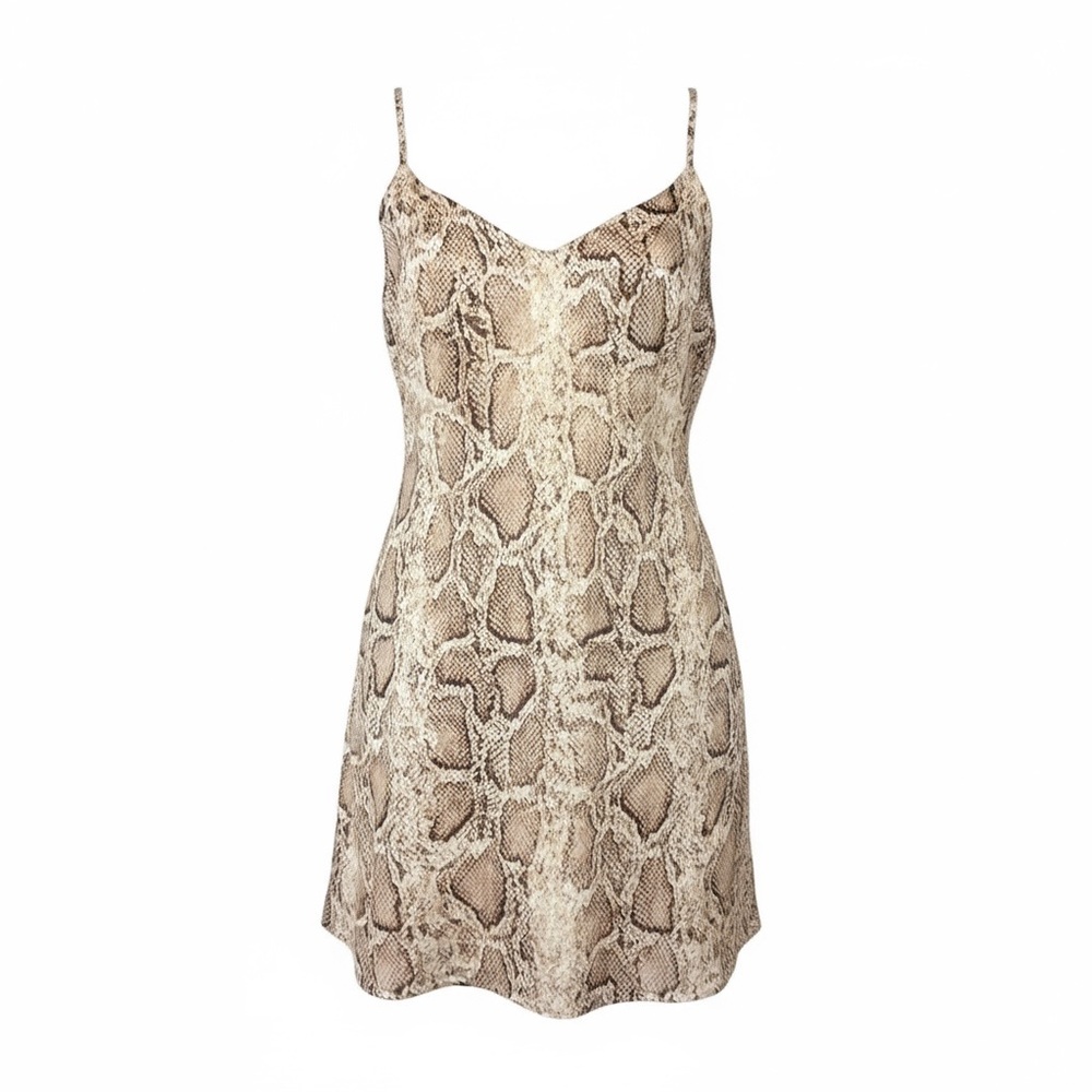 Audrey 3+1 Beige Snake Print Mini Slip Dress